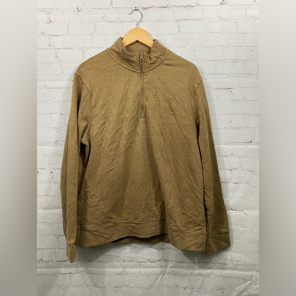 Ocean + Coast 1/4 Zip Fleece Pullover Men's Size Medium Beige Casual Mock Neck